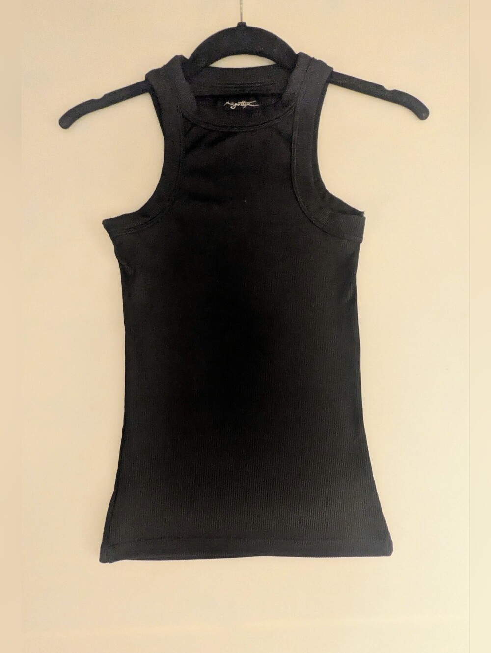 X By GOTTEX Women's Black Stretch Ribbed Sleeveless Racerback Tank Top Size XS